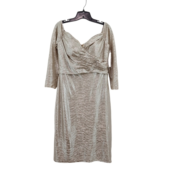 Rene Ruiz Collection Women's Poly Metallic Draped Cocktail Dress - 10 - Picture 1 of 6